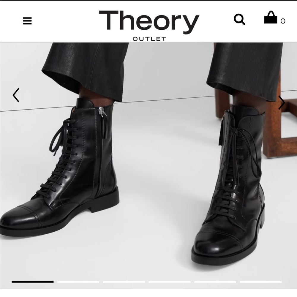 Black satin leather Theory laced up boots 6.5